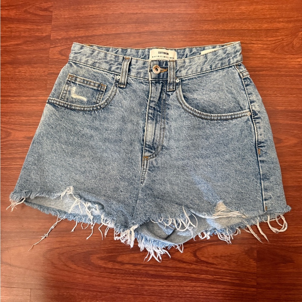 Cotton On Blue Distressed Jean Shorts